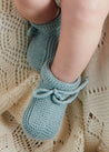 Light Knitted Cotton Baby Booties in Green Knitted Accessories  from Pepa London