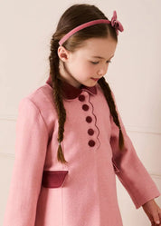 Single Breasted Scallop Detail Coat in Pink (2-10yrs)