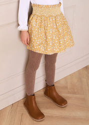 Abigail Floral Smocked Waist Skirt in Mustard (4-10yrs) Skirts from Pepa London