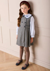 Floral Embroidered Collar Oxford Blouse in Blue (3-12yrs) Blouses from Pepa London