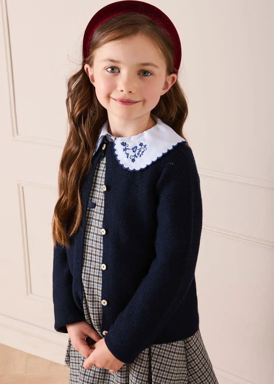 Clermont Houndstooth Jacquard Pinafore Dress in Blue (18mths-12yrs) Dresses from Pepa London