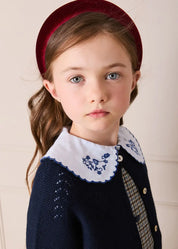 Floral Embroidered Collar Oxford Blouse in Blue (3-12yrs) Blouses from Pepa London