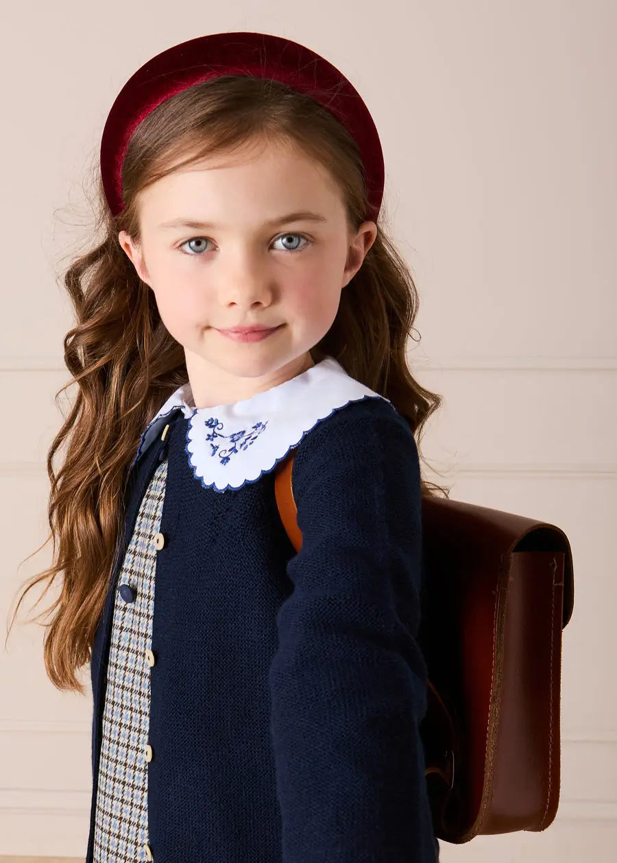 Floral Embroidered Collar Oxford Blouse in Blue (3-12yrs) Blouses from Pepa London