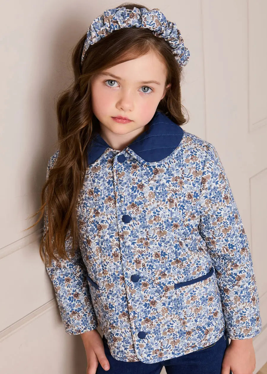 Beatrice Floral Scrunchie Hairband in Blue (OS) Hair Accessories from Pepa London