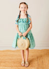 Adelaide Floral Tiered Tie Strap Dress in Green (4-12yrs) DRESSES from Pepa London