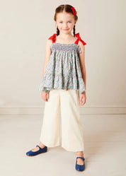 Wide Leg Front Button Trousers in Beige (2-10yrs) Trousers from Pepa London