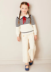 Wide Leg Front Button Trousers in Beige (2-10yrs) Trousers from Pepa London