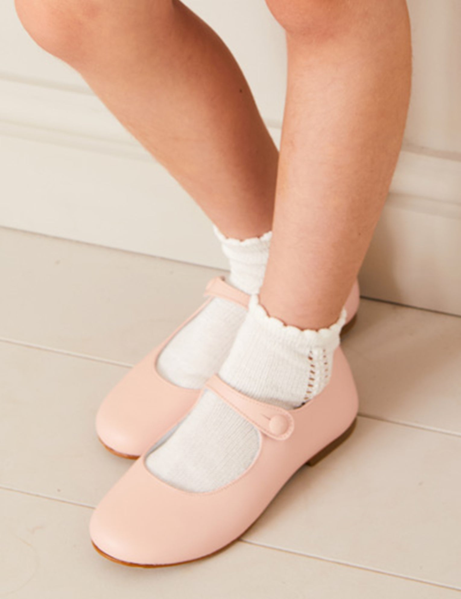 Leather Mary Jane Shoes in Pink (24-34EU) Shoes from Pepa London