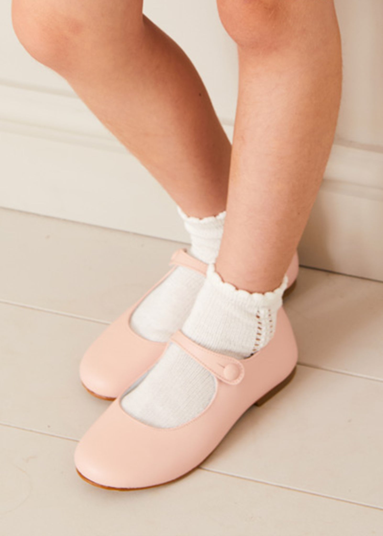 Leather Mary Jane Shoes in Pink (24-34EU)