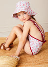 Louisa Floral Ruffle Trim Swimsuit in Pink (2-10yrs) from Pepa London