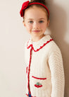 Cherry Motif Crochet Cardigan in Beige (2-10yrs) KNITWEAR from Pepa London