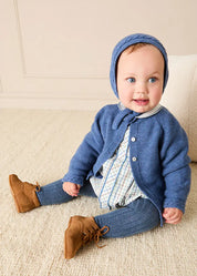 Cable Detail Knitted Bonnet In Blue (S-L)