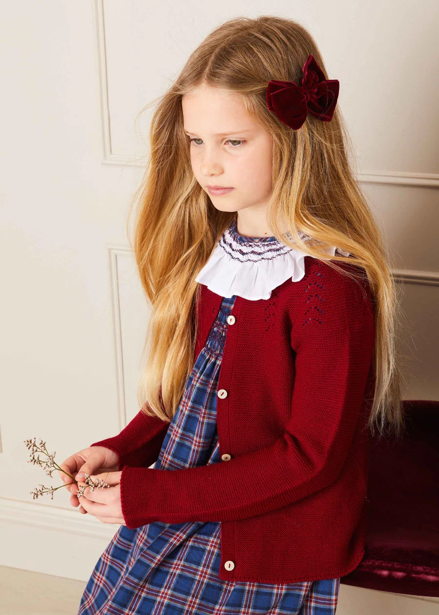 Eaton Checked Hand Smocked Short Sleeve Dress in Navy (12mths-10yrs) Dresses  from Pepa London