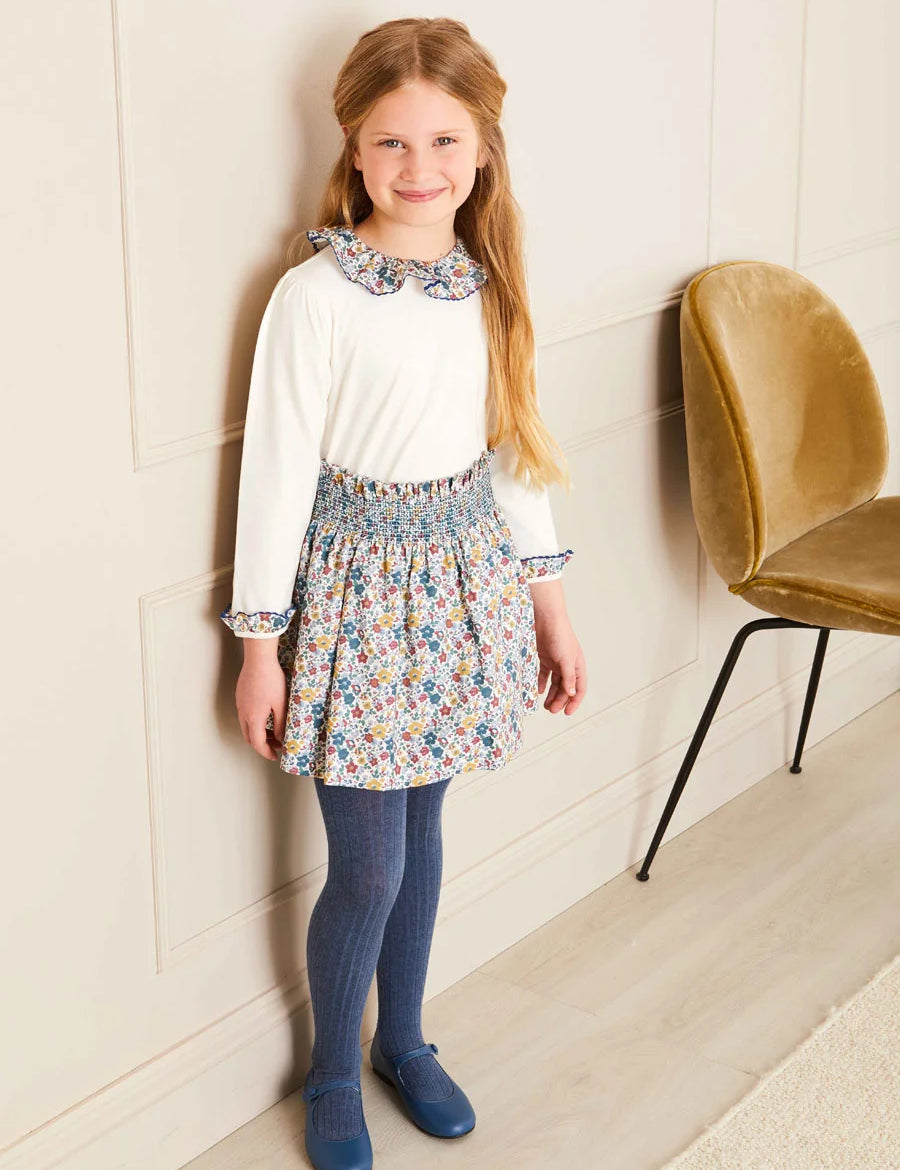 Emilia Floral Skirt in Burgundy (4-10yrs) Skirts  from Pepa London