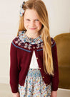 Emilia Floral Ruffle Collar Long Sleeve Top in Burgundy (18mths-10yrs) Tops & Bodysuits  from Pepa London