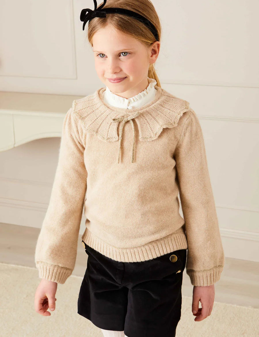 Statement Collar Metallic Detail Jumper in Gold (4-10yrs) Knitwear  from Pepa London