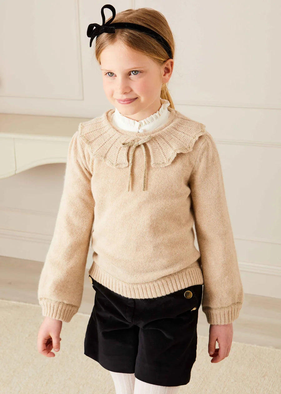Velvet Gold Button Shorts in Black (4-10yrs) Shorts  from Pepa London