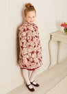 Eleanor Floral Jaquard Coat in Burgundy (4-10yrs) Coats  from Pepa London