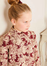 Eleanor Floral Jaquard Coat in Burgundy (4-10yrs) Coats  from Pepa London