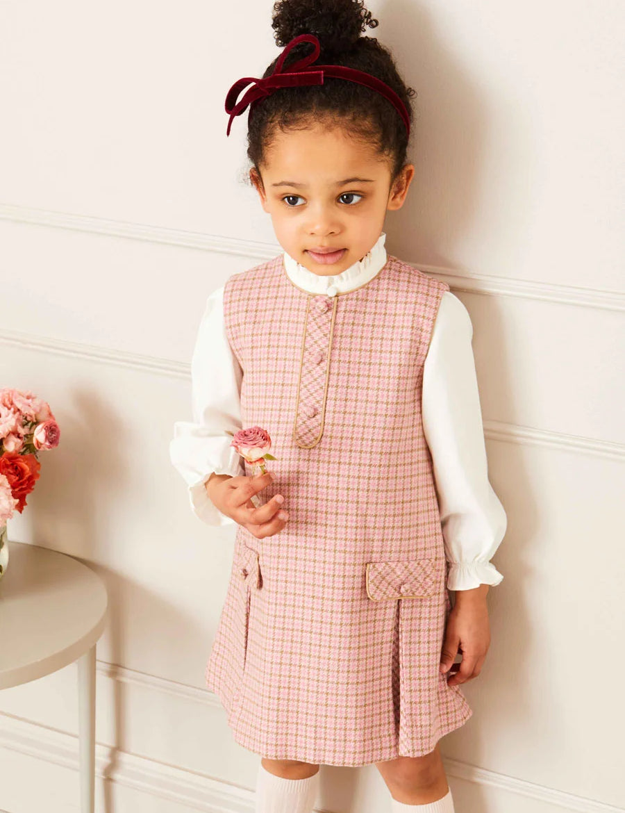 Warwick Sleeveless Pinafore Dress in Pink (12mths-10yrs) Dresses  from Pepa London