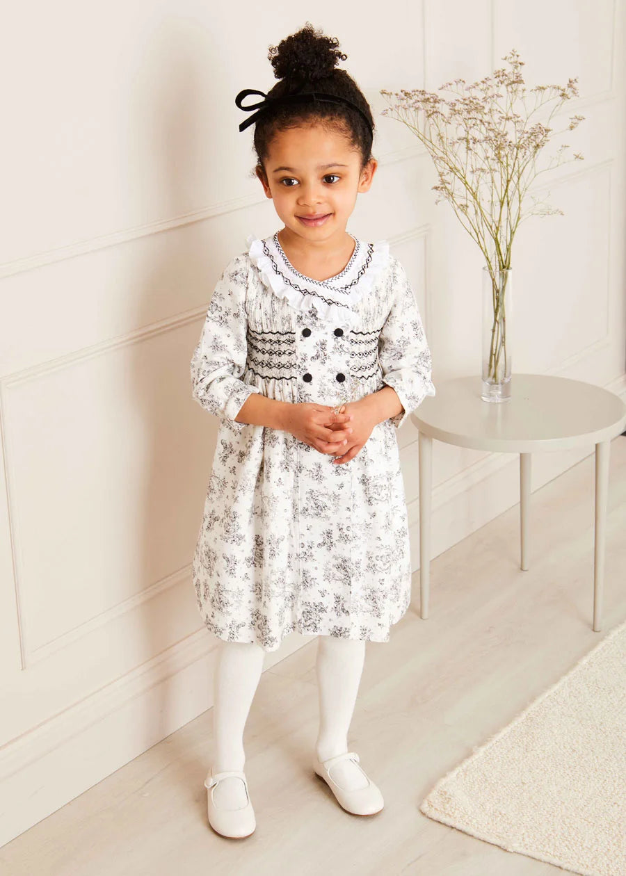 Audrey Double Breasted Long Sleeve Dress in Black (12mths-10yrs) Dresses  from Pepa London