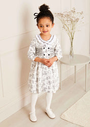 Audrey Double Breasted Long Sleeve Dress in Black (12mths-10yrs) Dresses  from Pepa London