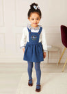 Wool Embroidered Skirt with Braces in Blue (12mths-3yrs) Skirts  from Pepa London