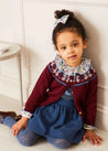 Wool Embroidered Skirt with Braces in Blue (12mths-3yrs) Skirts  from Pepa London