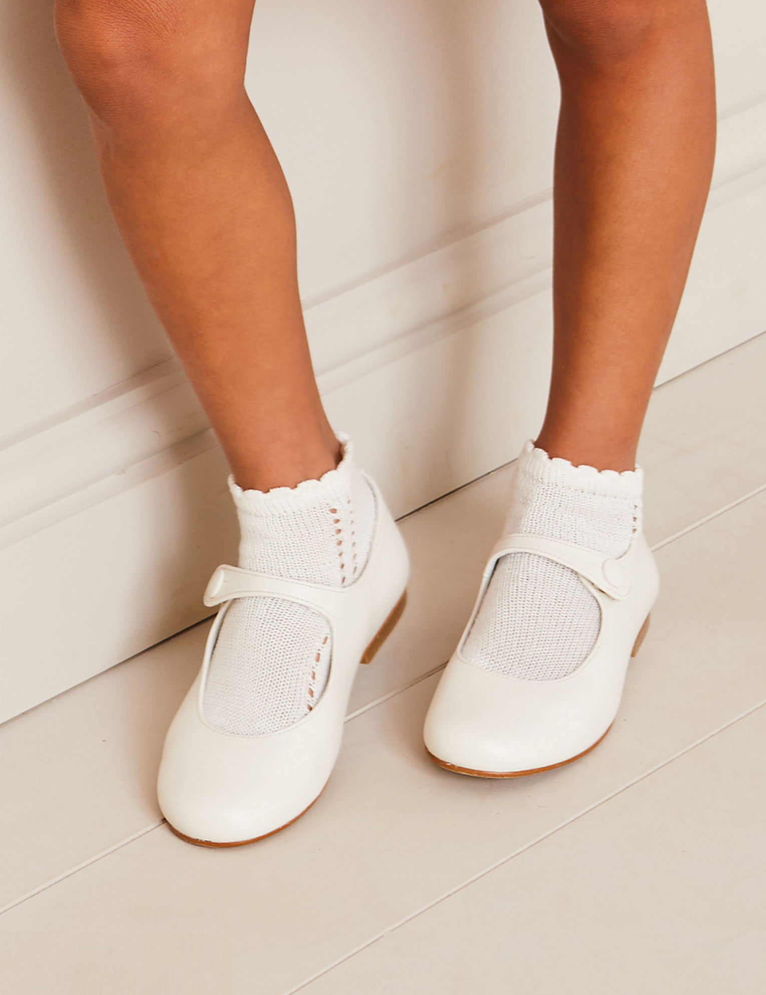 Girls Ivory Leather Mary Jane Shoes (20-34EU) Shoes from Pepa London