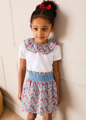 Emilia Floral Print Short Sleeve Top in Red (2-10yrs) TOPS & BODYSUITS from Pepa London