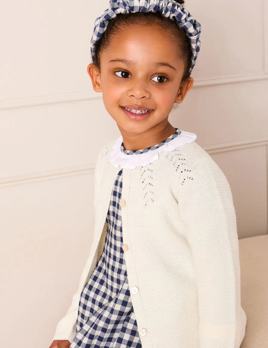 Draycott Check Scrunchie Hairband in White (OS) Hair Accessories from Pepa London