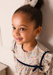 Marianne Floral Velvet Bow Detail Blouse in Toffee Made with Liberty Fabric (18mths-12yrs) Blouses from Pepa London