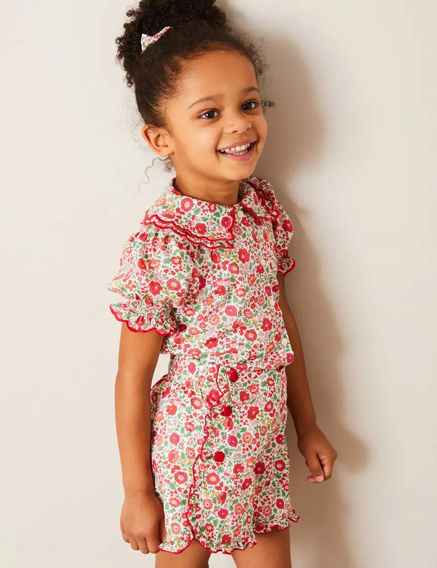 Margot Floral Shorts in Red Made with Liberty Fabric (18m-12yrs) SHORTS from Pepa London