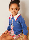 Statement Collar Floral Embroidery Cardigan in Navy (2-10yrs) KNITWEAR from Pepa London