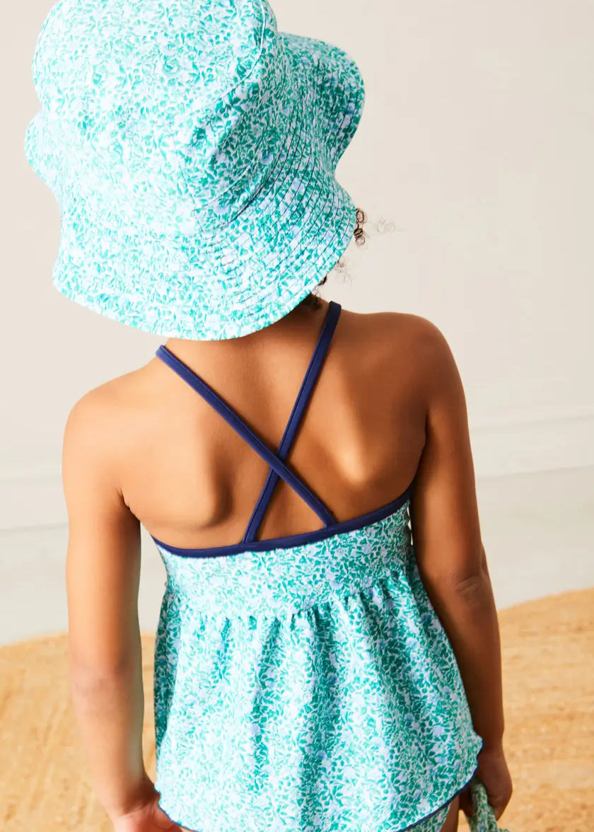 Adelaide Floral Beach Hat in Green (S-M) ACCESSORIES from Pepa London