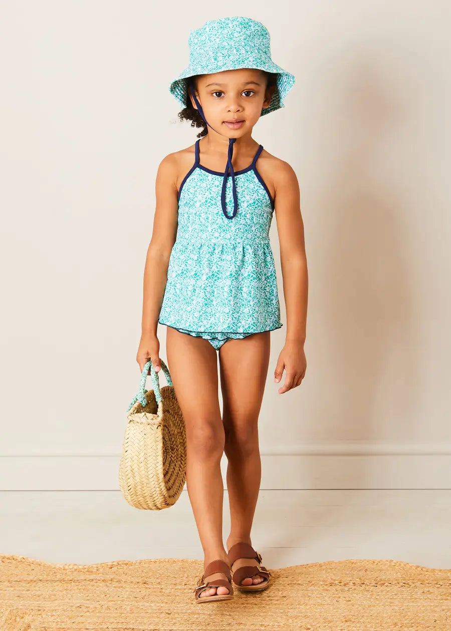 Adelaide Floral Beach Hat in Green (S-M) ACCESSORIES from Pepa London