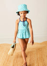 Adelaide Floral Bow Detail Two Piece Swimsuit in Green (2-10yrs) from Pepa London