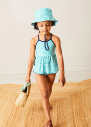 Adelaide Floral Beach Hat in Green (S-M) ACCESSORIES from Pepa London