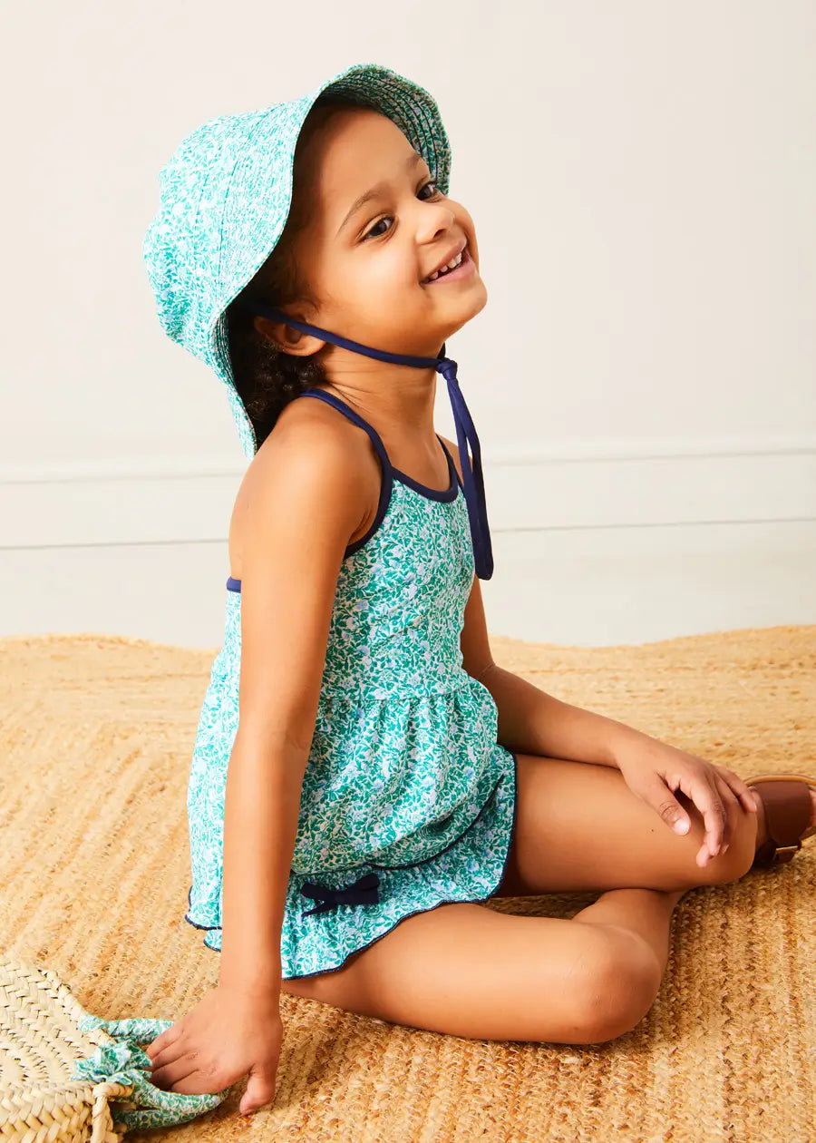 Adelaide Floral Beach Hat in Green (S-M) ACCESSORIES from Pepa London