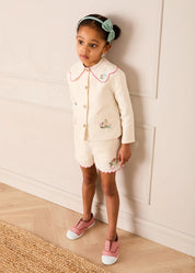 Wildflower Embroidered Statement Collar Jacket in Cream (4-12yrs) Coats from Pepa London