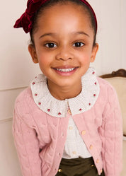 Ambrose Check Floral Embroidered Long Sleeve Blouse in Cream (4-10yrs) Blouses from Pepa London
