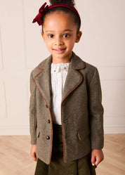 Tweed Blazer with Suede Elbow Patches in Green (4-10yrs) Coats from Pepa London