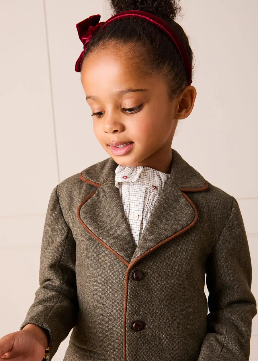 Tweed Blazer with Suede Elbow Patches in Green (4-10yrs) Coats from Pepa London