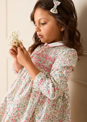 Violet Floral Hand Smocked-Long Sleeve Dress in Pink (12mths-8yrs) Dresses from Pepa London