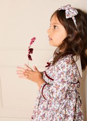 Victoria Floral Medium Bow Hairband in Burgundy Hair Accessories from Pepa London