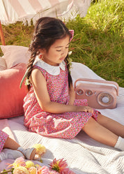 Annie Floral Print Scalloped Collar Sleeveless Dress in Coral (4-10yrs) Dresses  from Pepa London