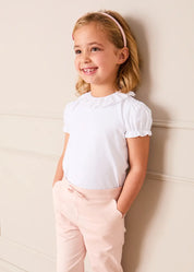 Broderie Anglaise Frill Collar Top in White (2-12yrs) Tops & Bodysuits from Pepa London