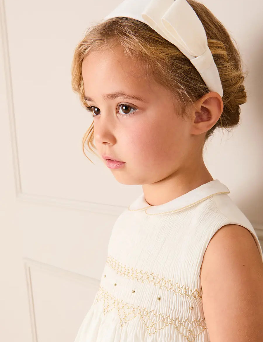 Pleated Flower Girl Hairband in Ivory Hair Accessories from Pepa London