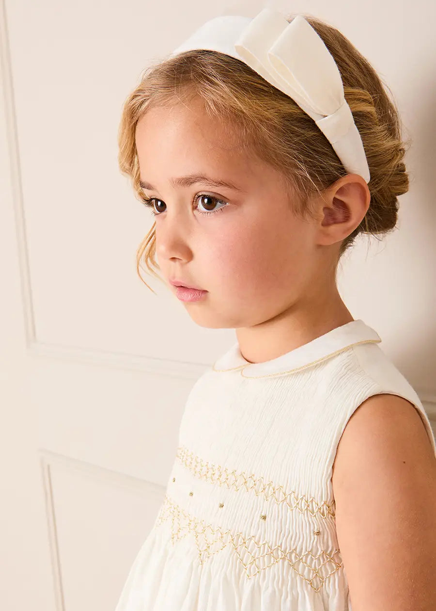 Pleated Flower Girl Hairband in Ivory Hair Accessories from Pepa London