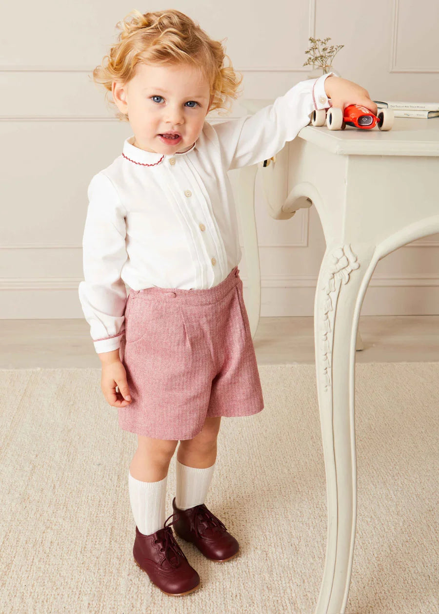 Herringbone Long Sleeve Two Piece Set in Red (18mths-5yrs) Two Piece Set  from Pepa London